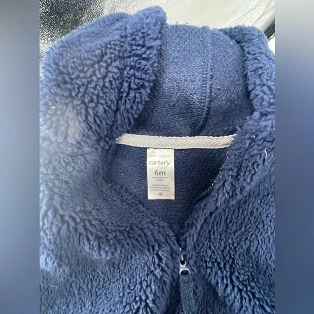 Carters fuzzy vest navy‎ blue 6 months